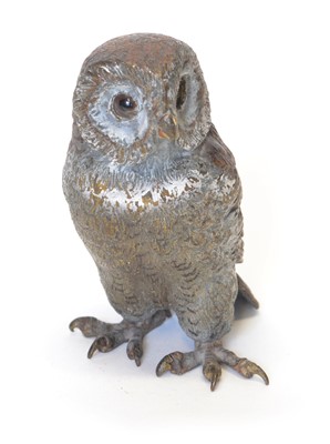Lot 32 - Cold painted bronze owl