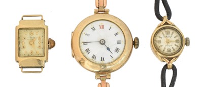 Lot 95 - Three 9ct gold cased watches