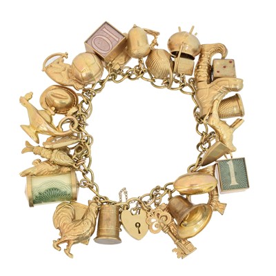 Lot 45 - A 9ct gold charm bracelet