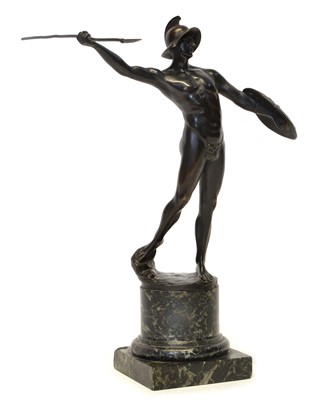 Lot 64 - German bronze figure of a Gladiator possibly Eisenberg, signed Gladenbeck Berlin