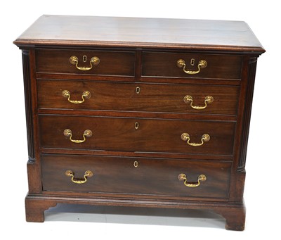 Lot 243 - George III mahogany chest of two short and three long drawers