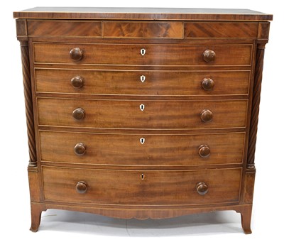 Lot 244 - William IV mahogany bow front chest of drawers