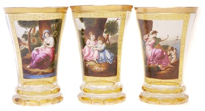 Lot 155 - Garniture of Continental glass vases