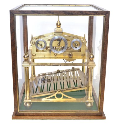 Lot 200 - Rolling ball clock, brass frame