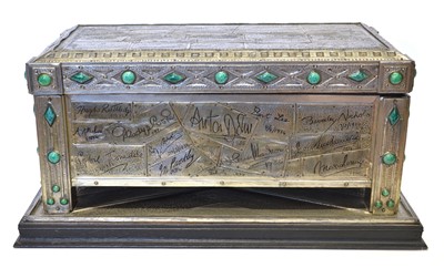 Lot 113 - Pewter casket signed by celebrities of the mid 20th century
