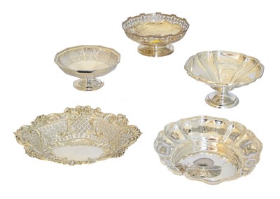 Lot 98 - Five silver bonbon dishes