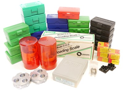 Lot 546 - RCBS scales and a set of 45 ACP dies and related loading equipment