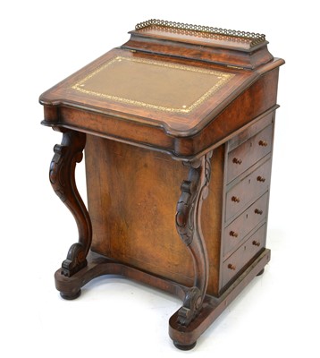 Lot 232 - Victorian figured walnut Davenport