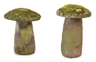 Lot 306 - Two pink sandstone staddle stones
