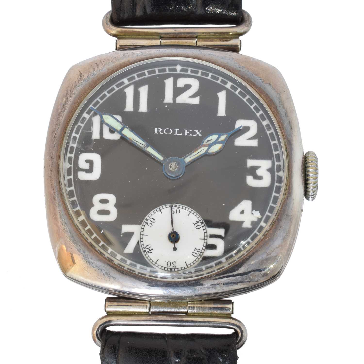 Lot 180 - A 1920s silver Rolex wristwatch
