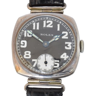 Lot 180 - A 1920s silver Rolex wristwatch