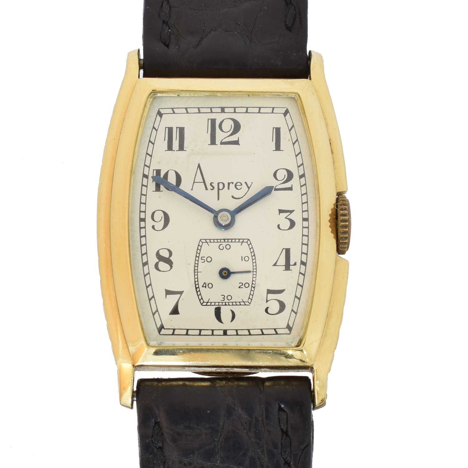 159 - A 1920s 18ct gold Asprey manual wind wristwatch,