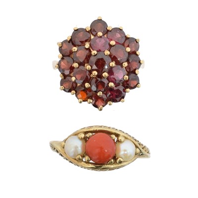 Lot 53 - Two 9ct gold gem-set dress rings