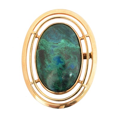 Lot 10 - A 14ct gold azurmalachite brooch