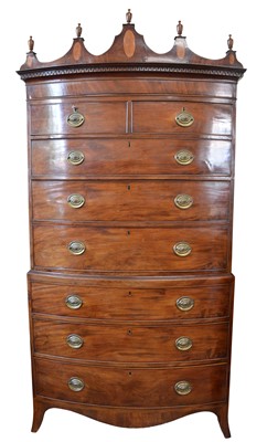 Lot 253 - Early 19th-century bowfront chest on chest