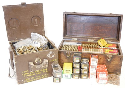 Lot 544 - Collection of FMJ and lead bullets and empty brass cases