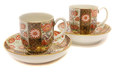 Lot 135 - Pair of Worcester coffee cups and saucers circa 1780