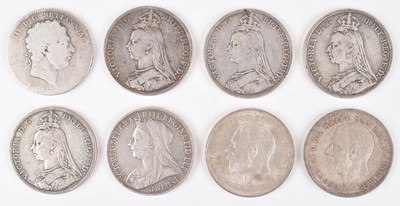 Lot 23 - Small selection of silver and later British Crowns and a Sixpence (13).