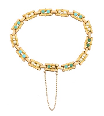Lot 34 - An early 20th century turquoise and split pearl bracelet