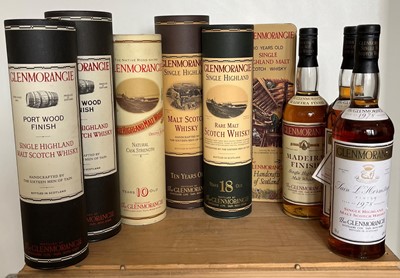 Lot 62 - 9 Bottles including various styles of Glenmorangie Highland Malt Whisky