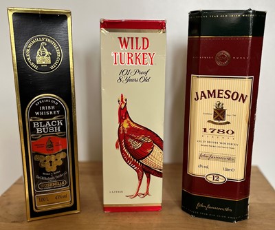 Lot 64 - 3 Boxed Litre Bottles Irish Whiskey (2) together with Kentucky Bourbon (1)