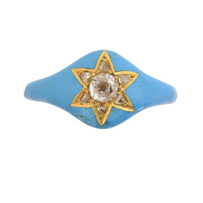 Lot 146 - A late Victorian enamel and diamond dress ring