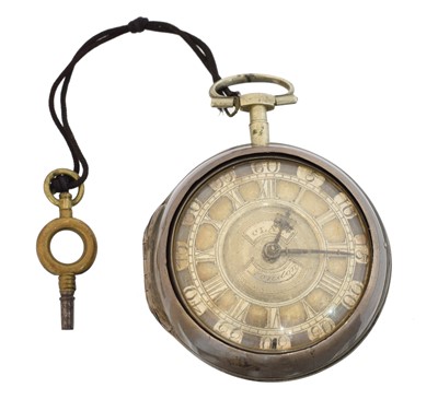 Lot 191 - An 18th century silver pair cased watch by C. Clay