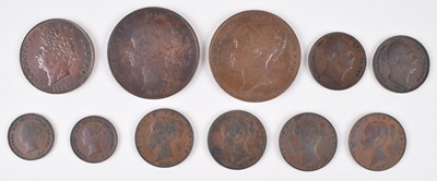 Lot 19 - A George IV, Halfpenny, 1826 together with various other copper coins (11).