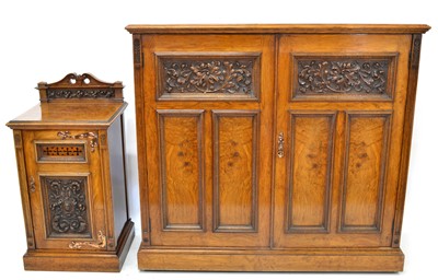 Lot 249 - Victorian burr oak side cupboard