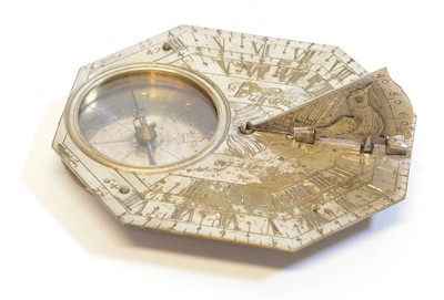 Lot 193 - Late 18th century French portable sundial compass by Duhamel, Paris