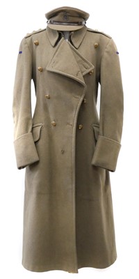 Lot 302 - British Royal Corps of Signals Captains Great Coat and Cap