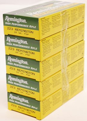 Lot 290 - 100 rounds Remington High Performance Rifle 223 55gr PSP ammunition