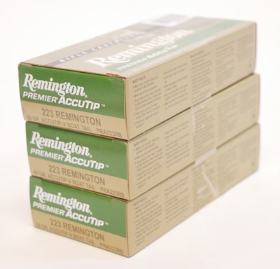 Lot 291 - 60 rounds Remington Permier Accutip 223 50gr Accutip V Boat Tail ammunition