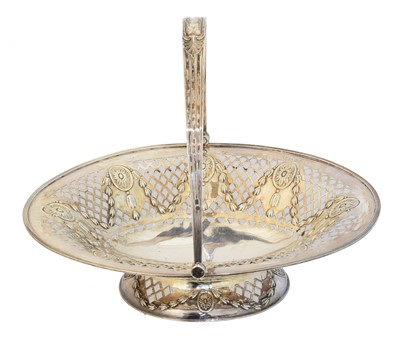 Lot 87 - A Victorian silver swing handled basket