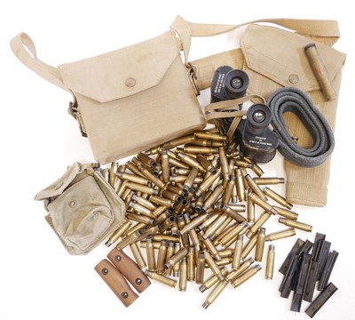 Lot 370 - WWII Binoculars and other webbing