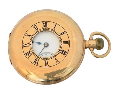 Lot 187 - A 9ct gold half hunter pocket watch by Waltham