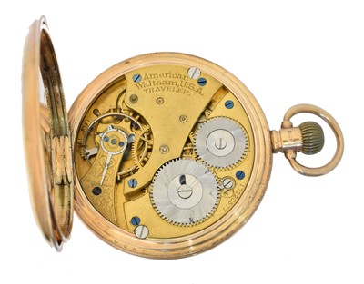 Lot 187 - A 9ct gold half hunter pocket watch by Waltham