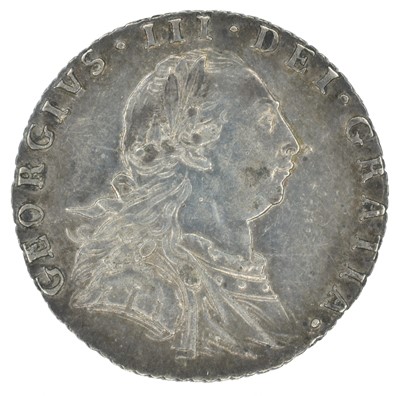 Lot 32 - King George III, Sixpence, 1787, with semee of hearts.