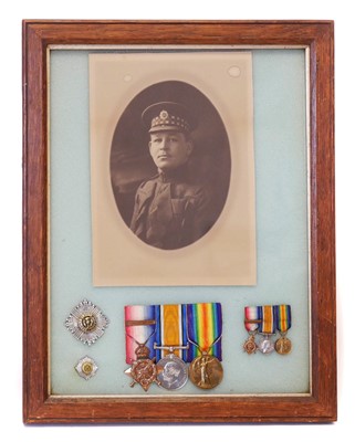 Lot 317 - Framed photograph & WWI medals awarded to H.H. Liddell-Granger