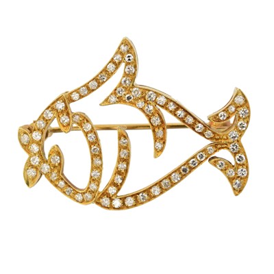 Lot 9 - An 18ct gold diamond brooch