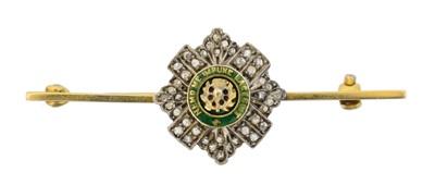 Lot 19 - A 9ct gold enamel and diamond sweetheart brooch by Garrard