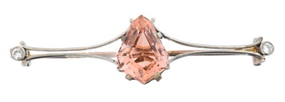 Lot 8 - A tourmaline and diamond bar brooch