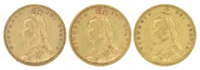 Lot 90 - Three Queen Victoria, Half-Sovereigns, 1887, 1892 x 2 (3).