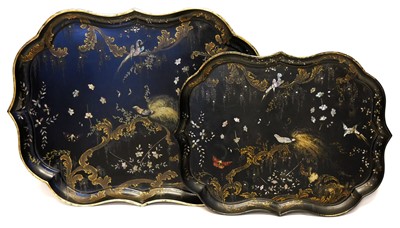 Lot 171 - Two matching graduated B. Walton and Co. Papier Mache trays