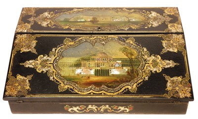Lot 170 - Papier Mache Great Exhibition writing slope