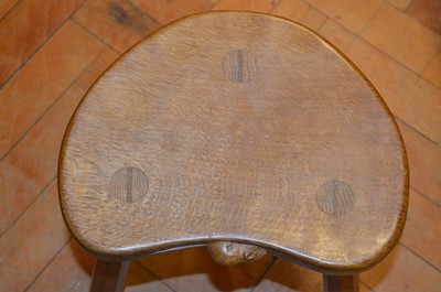 Lot 84 - Two Mouseman Kidney shaped Calf Stools