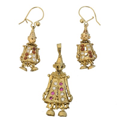 Lot 51 - A set of 9ct gold articulated clown jewellery