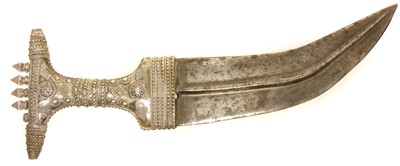 Lot 277 - Arabic white metal mounted Jambiya