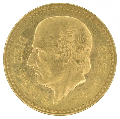 Lot 89 - Mexico, 10 Pesos, 1959 (restrike), gold coin.