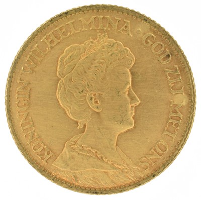 Lot 85 - Netherlands, 10 Guilders, 1912, gold coin.